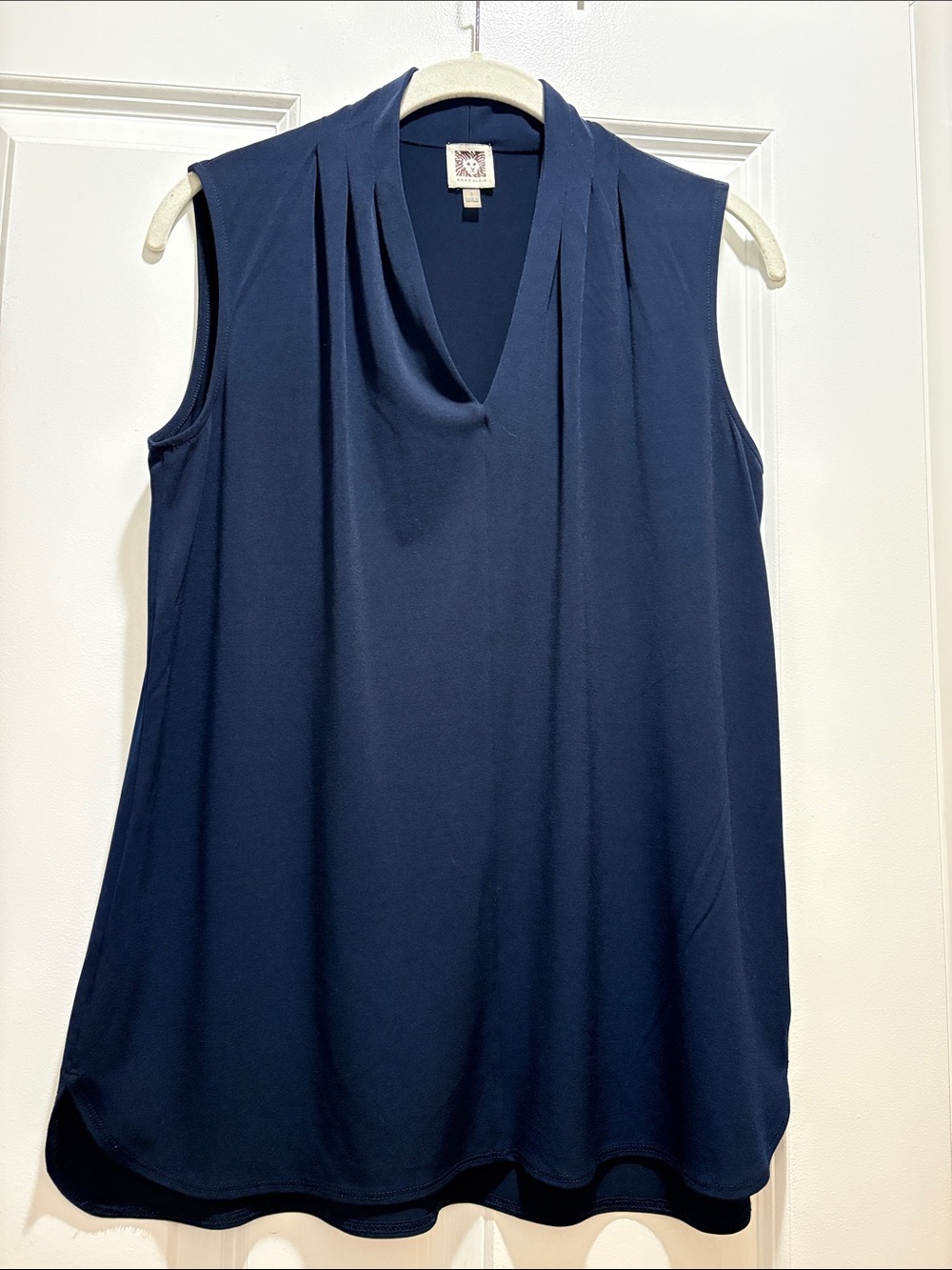 Annie Klein Sleeveless Draped Navy Women's Top
